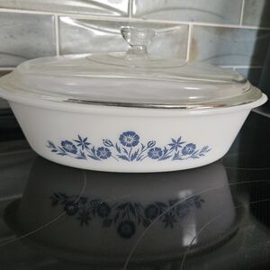 Vintage Cornflower Oblong Bakeware Dish With Lid